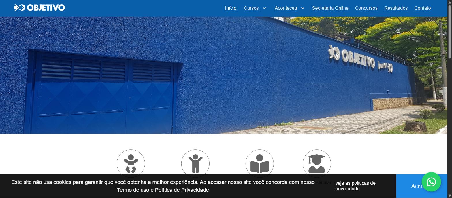 Captura da página inicial de objetivojuniortaubate.com.br
